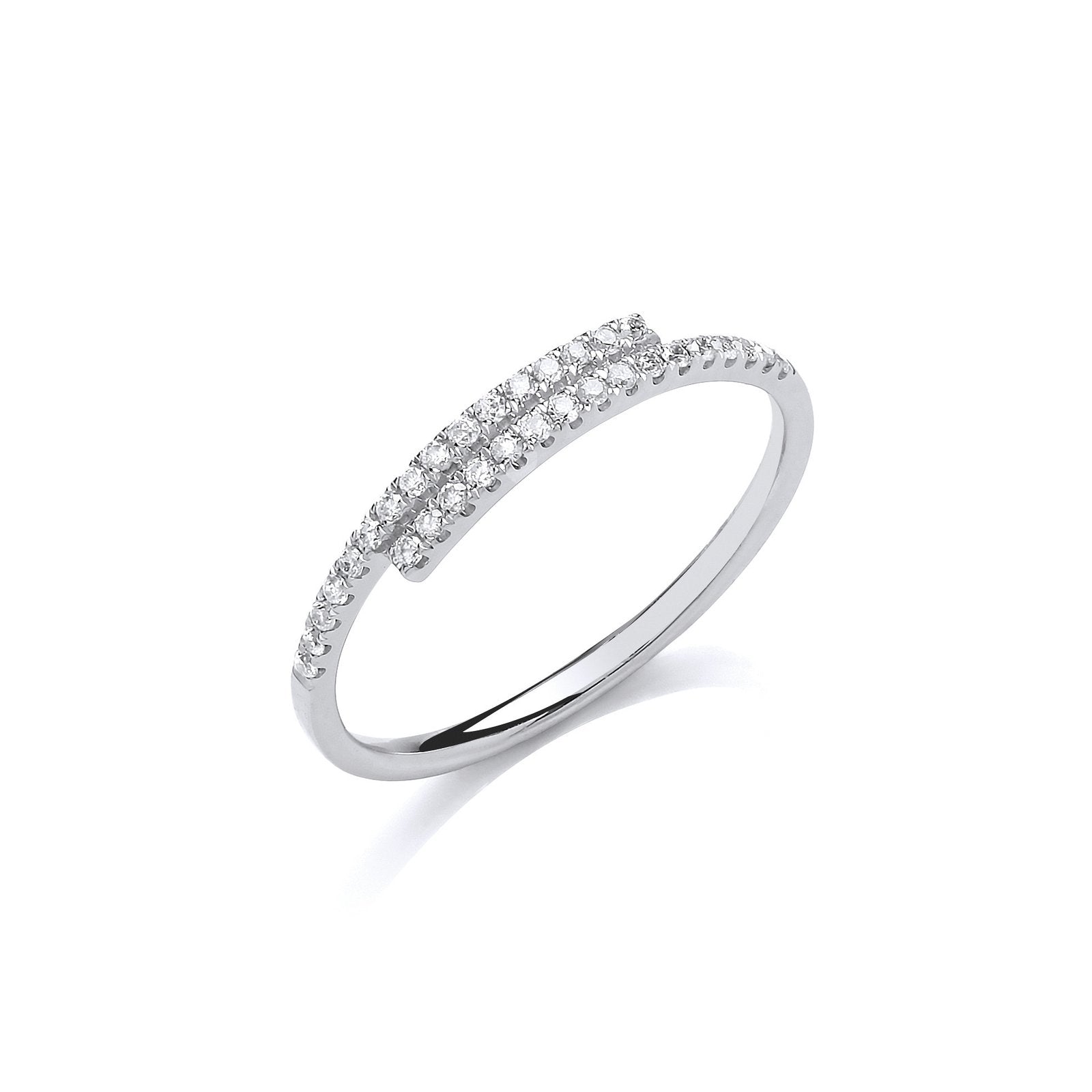 9ct White Gold 0.16ct Crossover Dress Ring - Fine Ring - Certified Authentic - Swiss Made – Luxury Jewellery by Imperi
