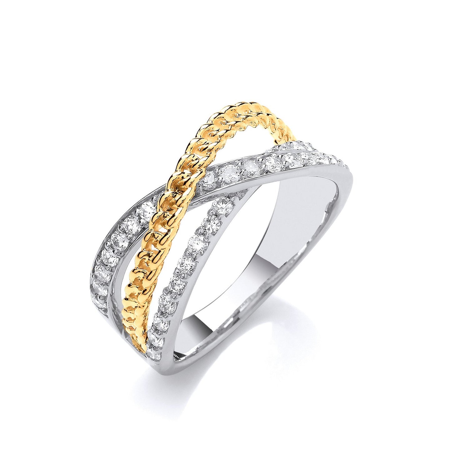 9ct White & Yellow Gold Cross Over 0.50ctw Diamond Ring - Fine Ring - Certified Authentic – Luxury Jewellery by Imperi