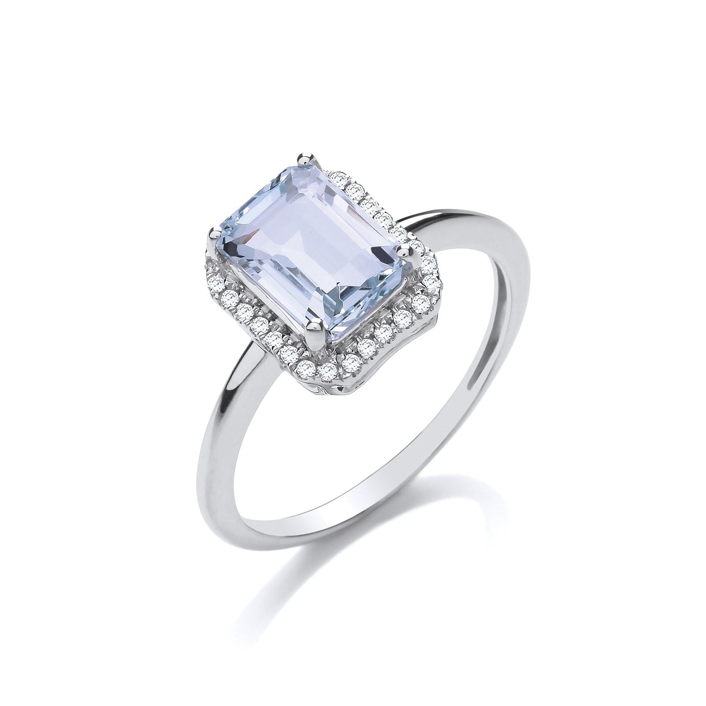 18ct White Gold 1.50ct Aqua & 0.10ct Diamond Ring