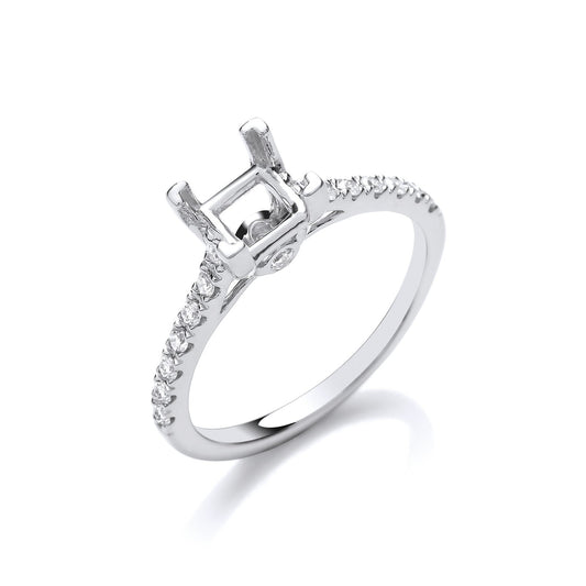 18ct White Gold 0.22ct & (1.00ct Centre) Semi-set P/c Engagement Ring