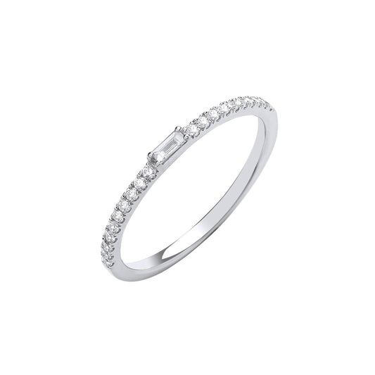 9ct White Gold 0.17ct Et Ring with Baguette in Centre - Fine Ring - Certified Authentic – Luxury Jewellery by Imperial