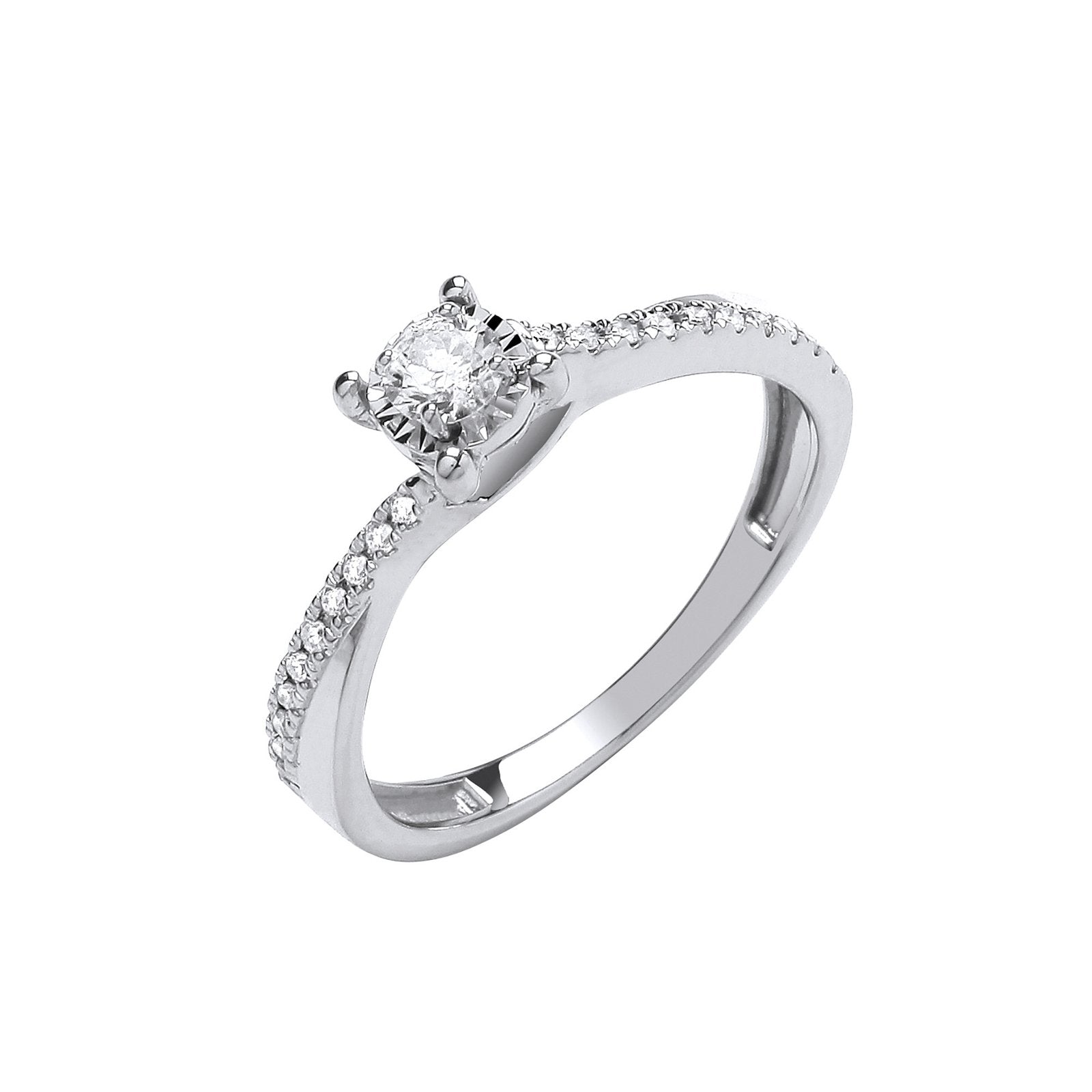 9ct White Gold 0.25ct Diamond Ring - Fine Ring - Certified Authentic - Swiss Made - UK Stock – Luxury Jewellery by Imp