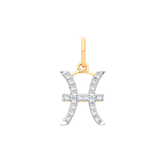 9ct Yellow Gold Pisces Zodiac 0.10ct Pendant - Fine Necklace - Certified Authentic - Swiss Ma – Luxury Jewellery by Im