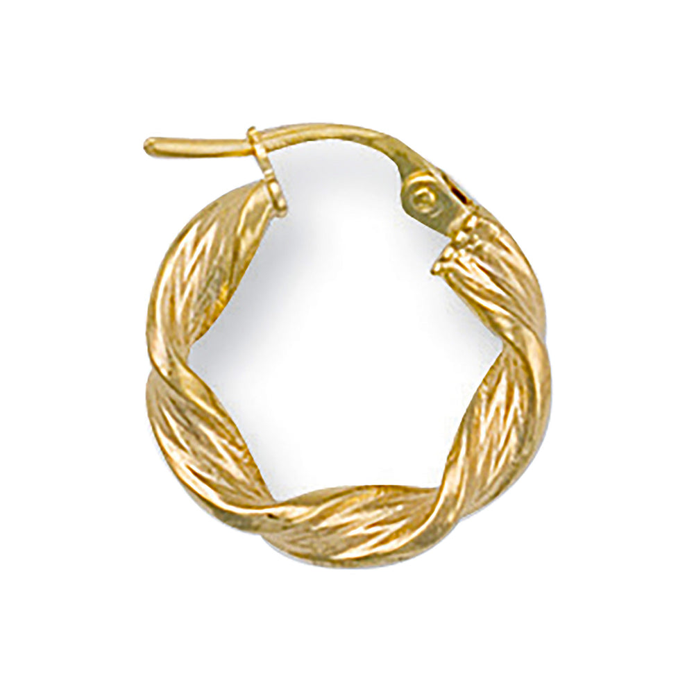 Yellow Gold 17mm Twisted Hoop Earrings