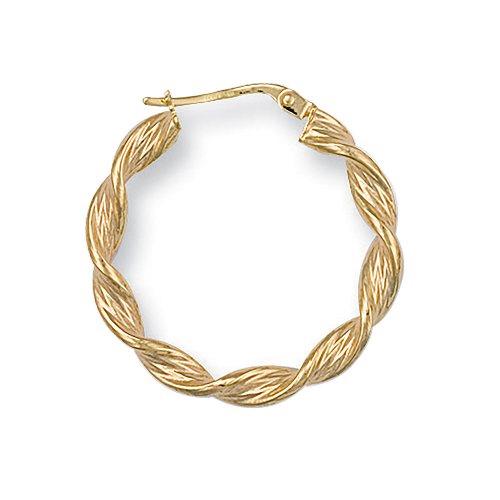 Yellow Gold 27mm Twisted Hoop Earrings