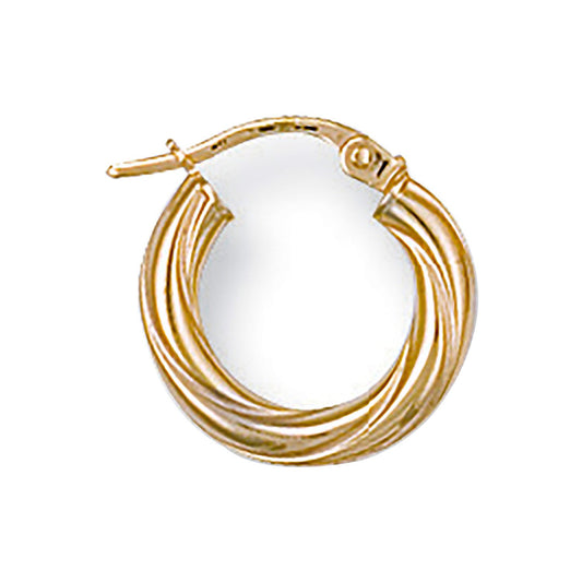 Yellow Gold 16mm Twisted Hoop Earrings