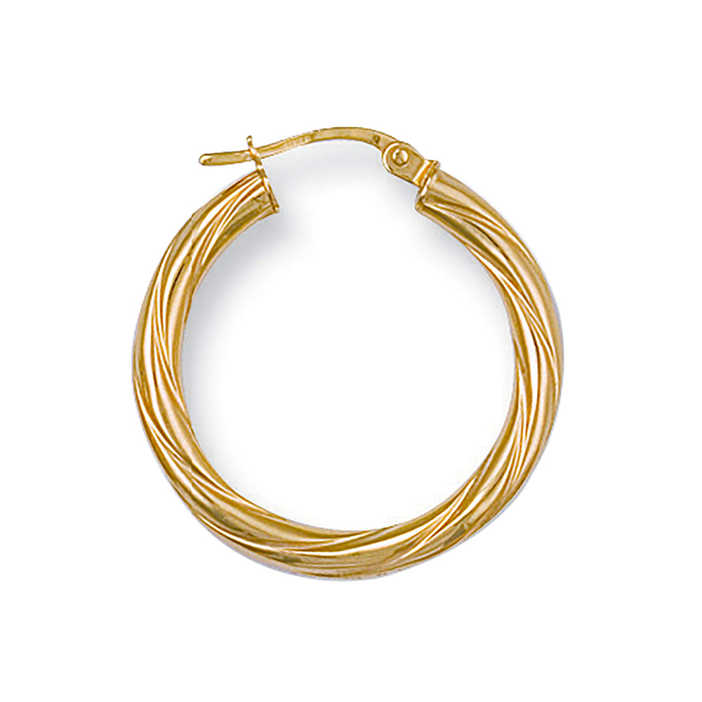 Yellow Gold 26mm Twisted Hoop Earrings