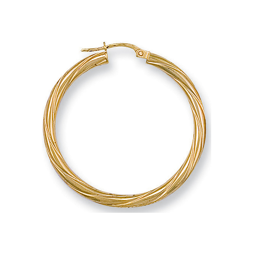 Yellow Gold 36mm Twisted Hoop Earrings