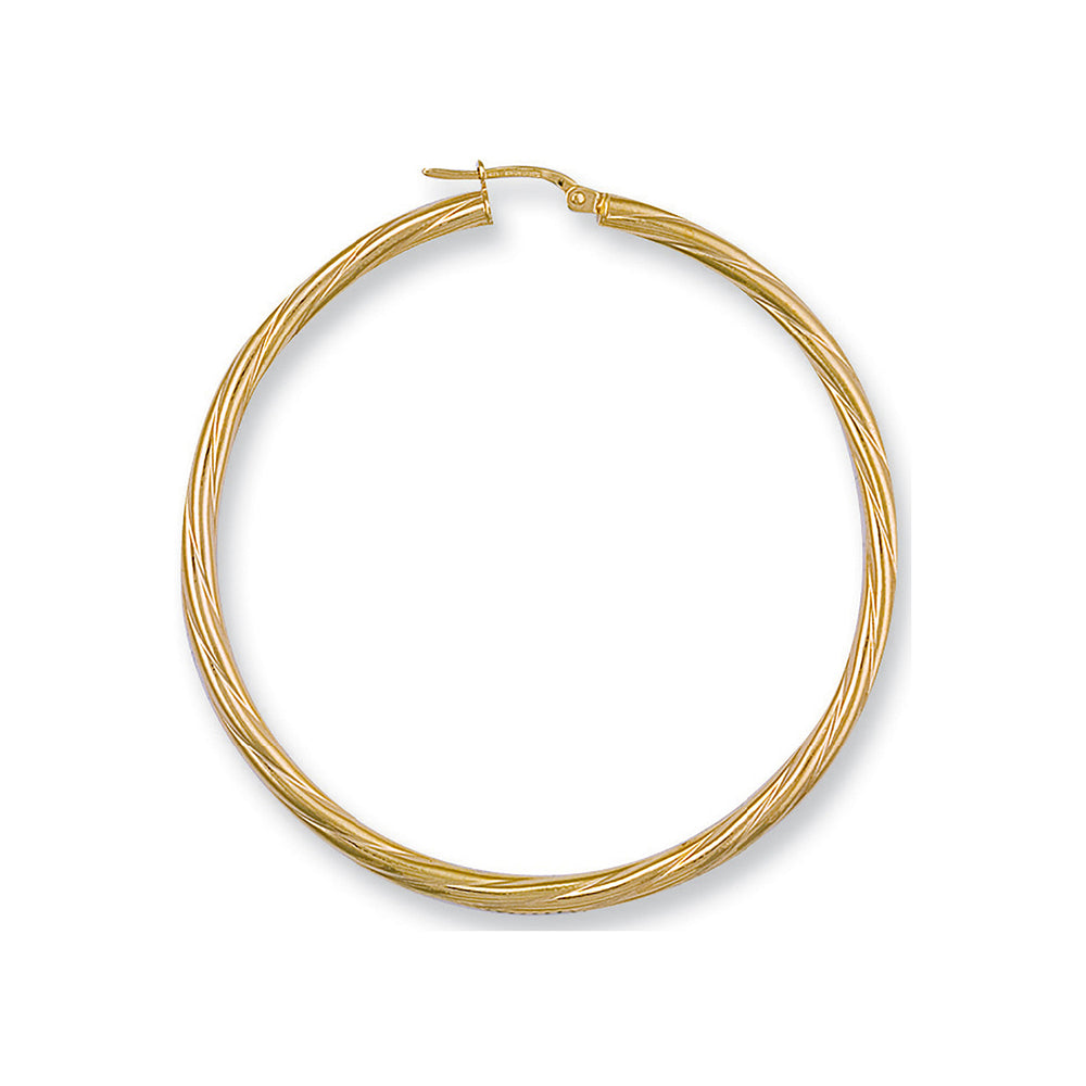 Yellow Gold 54mm Twisted Hoop Earrings