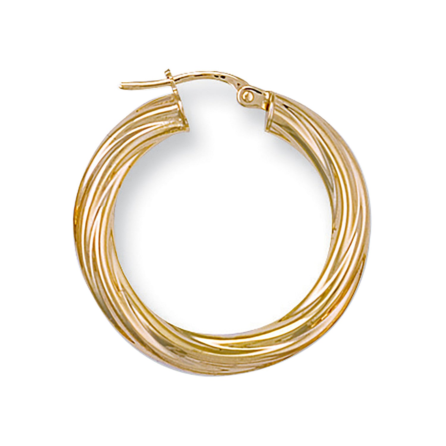 Yellow Gold 27mm Twisted Hoop Earrings