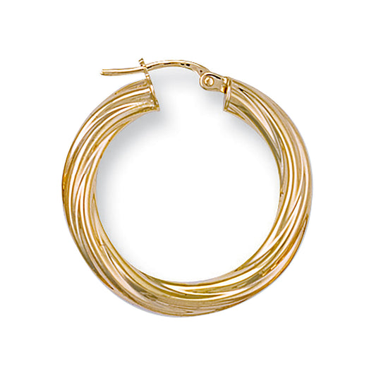 Yellow Gold 27mm Twisted Hoop Earrings