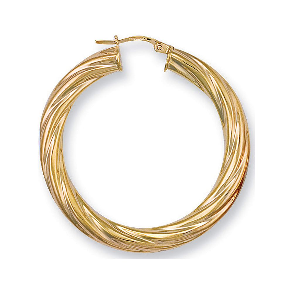 Yellow Gold 39mm Twisted Hoop Earrings – product view