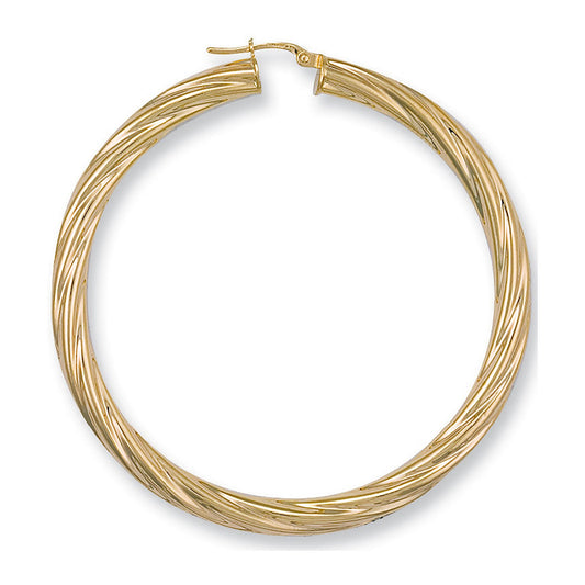 Yellow Gold 59mm Twisted Hoop Earrings