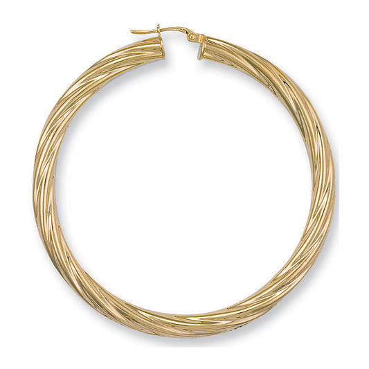Yellow Gold 59mm Twisted Hoop Earrings