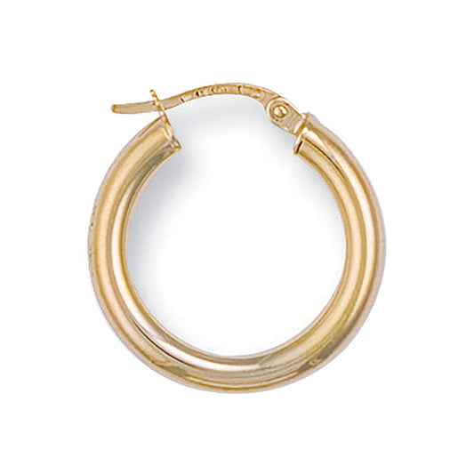 Yellow Gold 21mm Round Tube Hoop Earrings