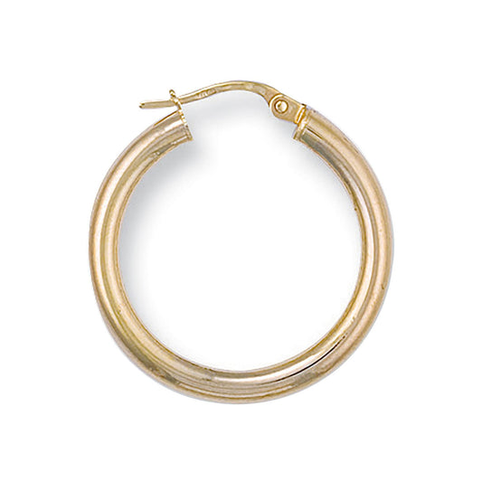 Yellow Gold 26mm Round Tube Hoop Earrings