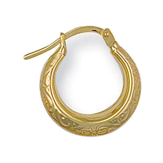 Yellow Gold 14mm Patterned Creoles