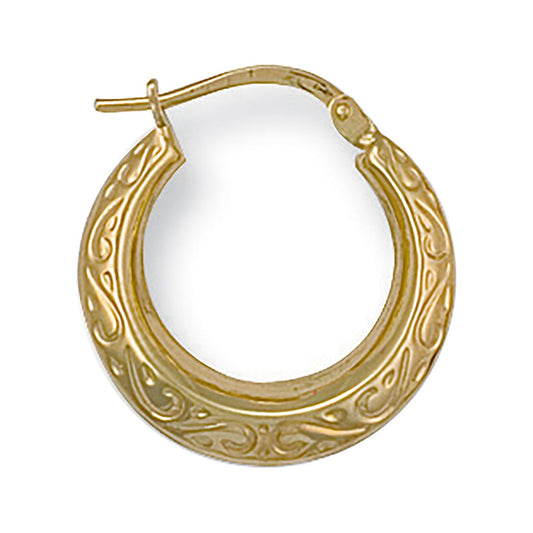 Yellow Gold 18mm Patterned Creoles