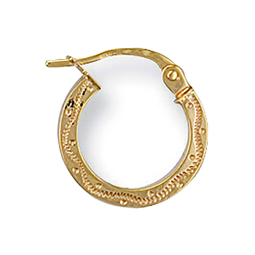 Yellow Gold 13mm Patterned Hoop Earrings – product view