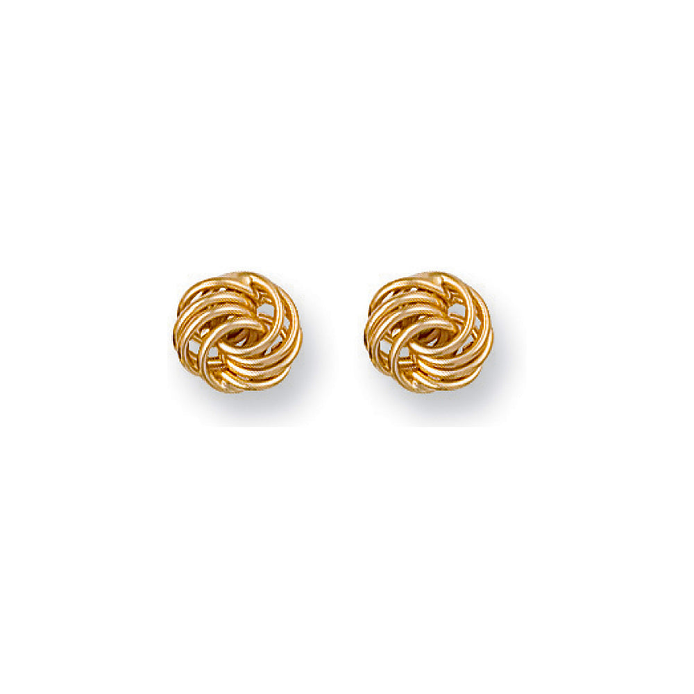 Yellow Gold 8mm Fancy Knot Stud Earrings – product view