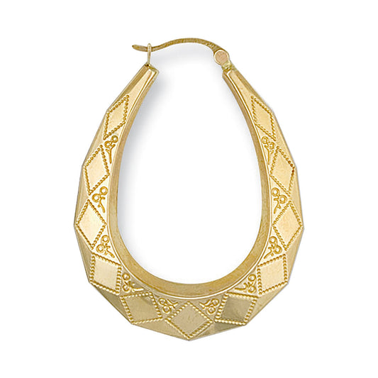 Yellow Gold D/c Oval Creoles