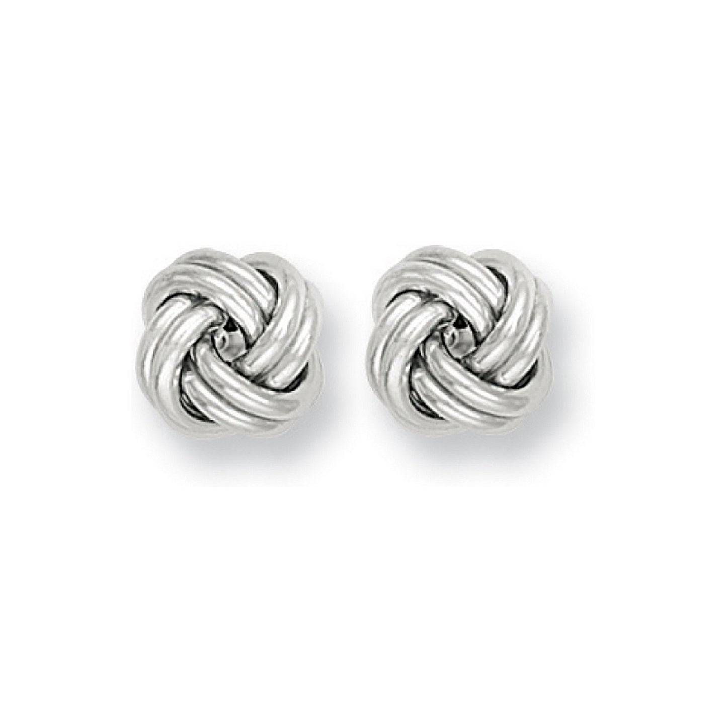 White Gold 10mm Knot Stud Earrings