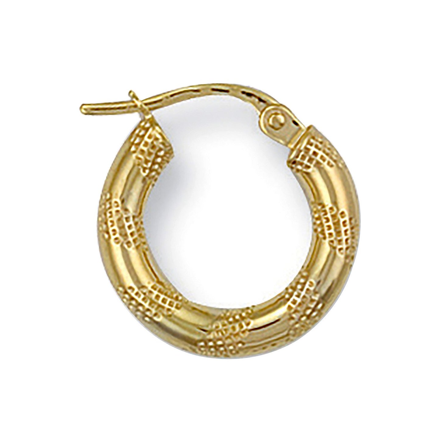 Yellow Gold 16mm Frosted Tube Hoop Earrings