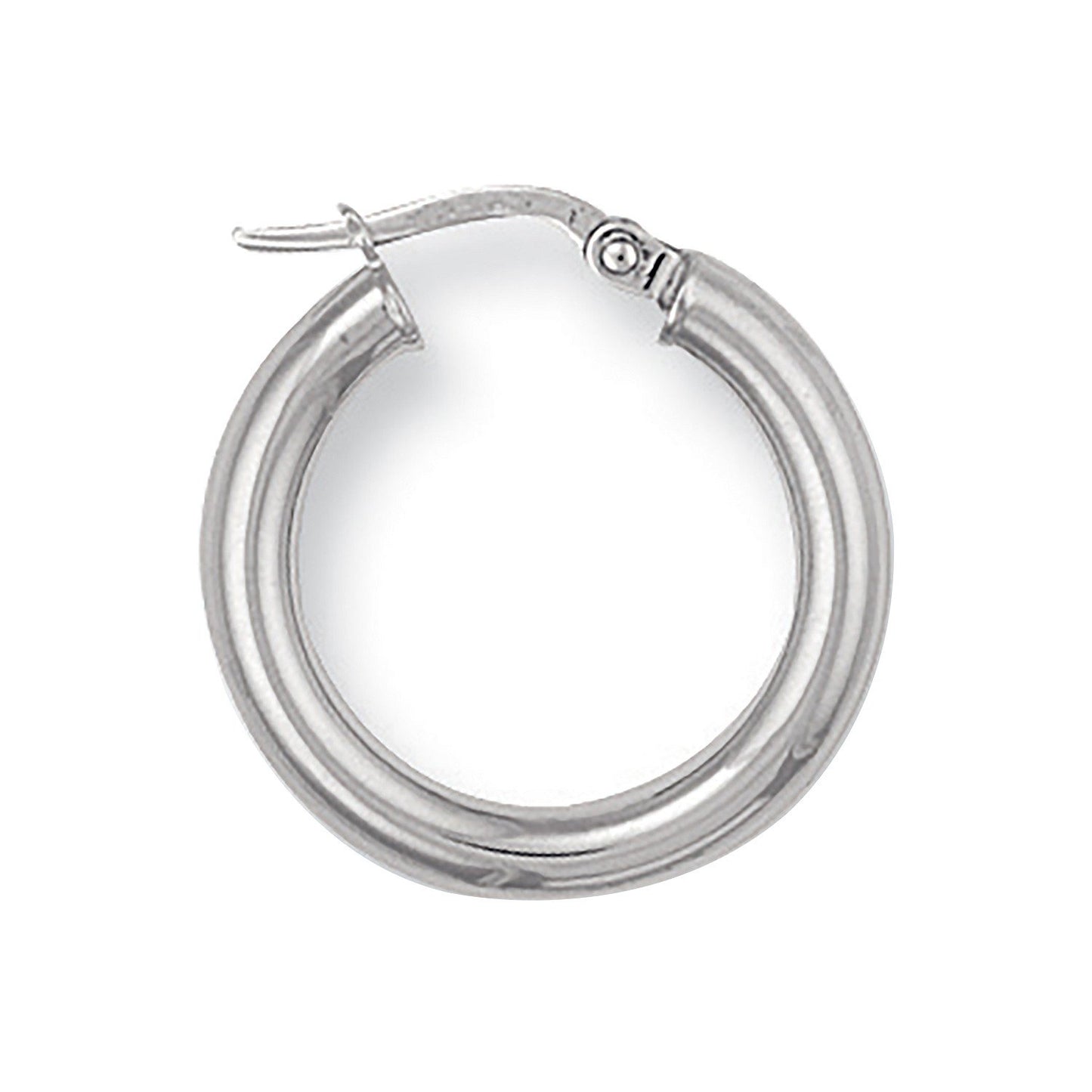 White Gold 20mm Round Tube Hoop Earrings