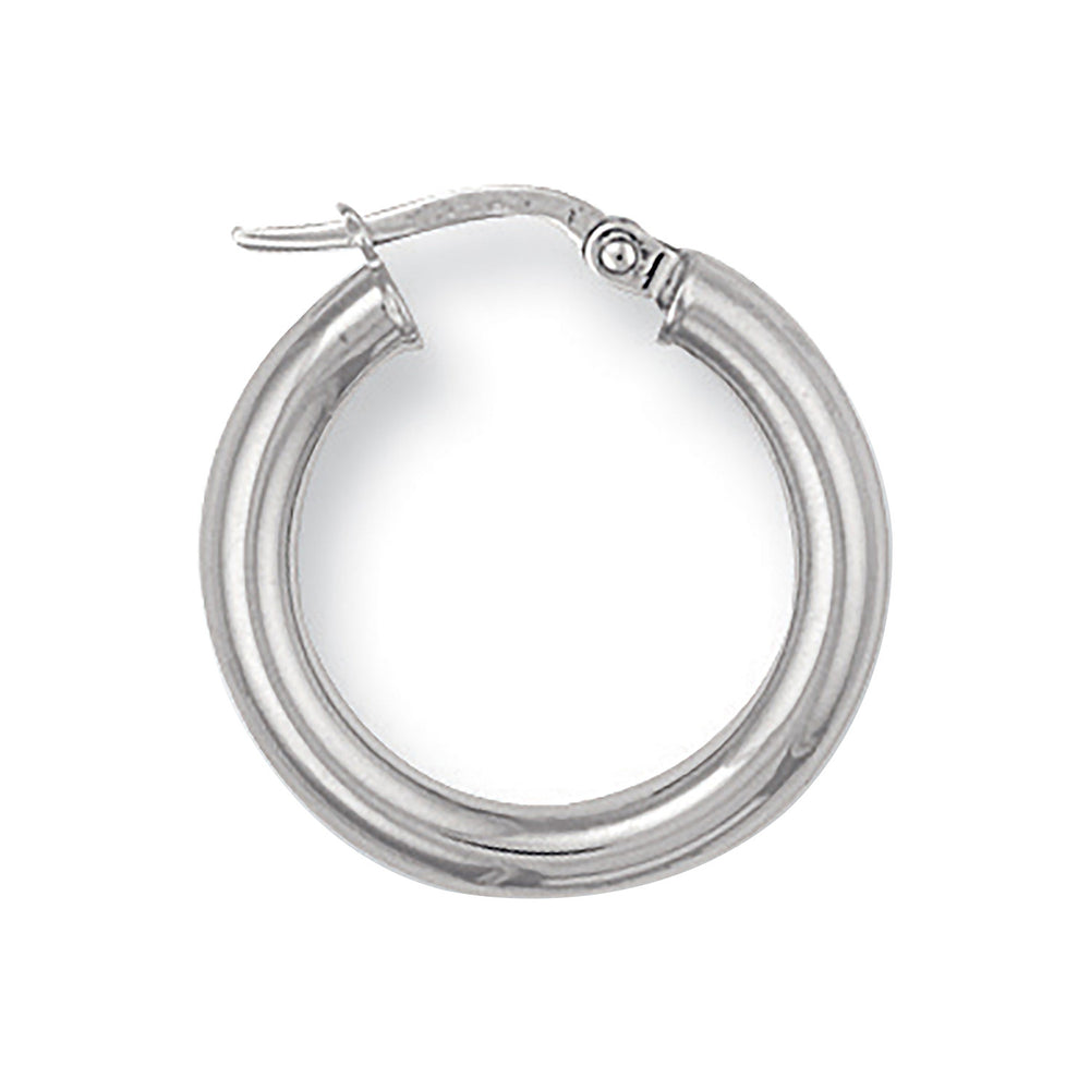 White Gold 20mm Round Tube Hoop Earrings