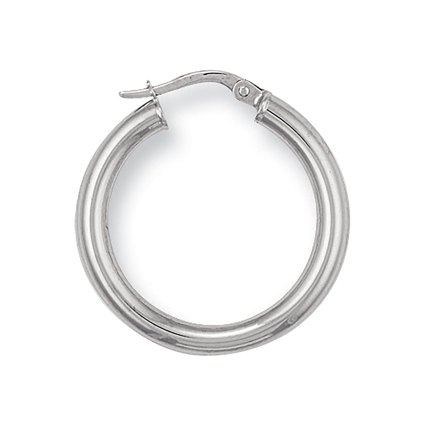 White Gold 25mm Round Tube Hoop Earrings