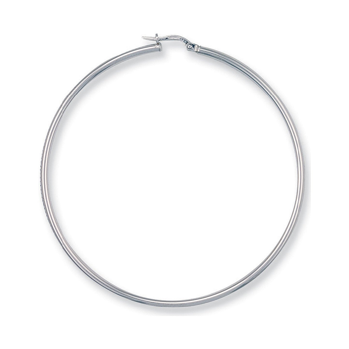 White Gold 60mm Round Tube Hoop Earrings
