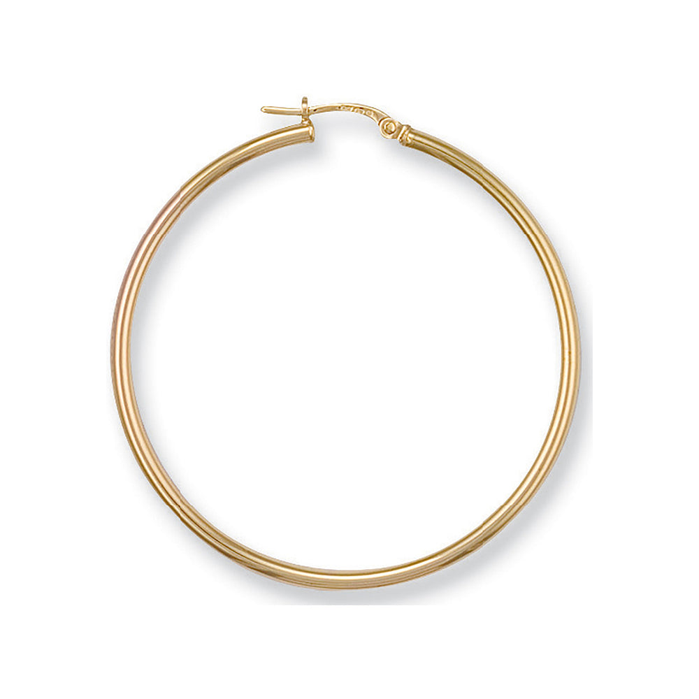 Yellow Gold 40mm Round Tube Hoop Earrings