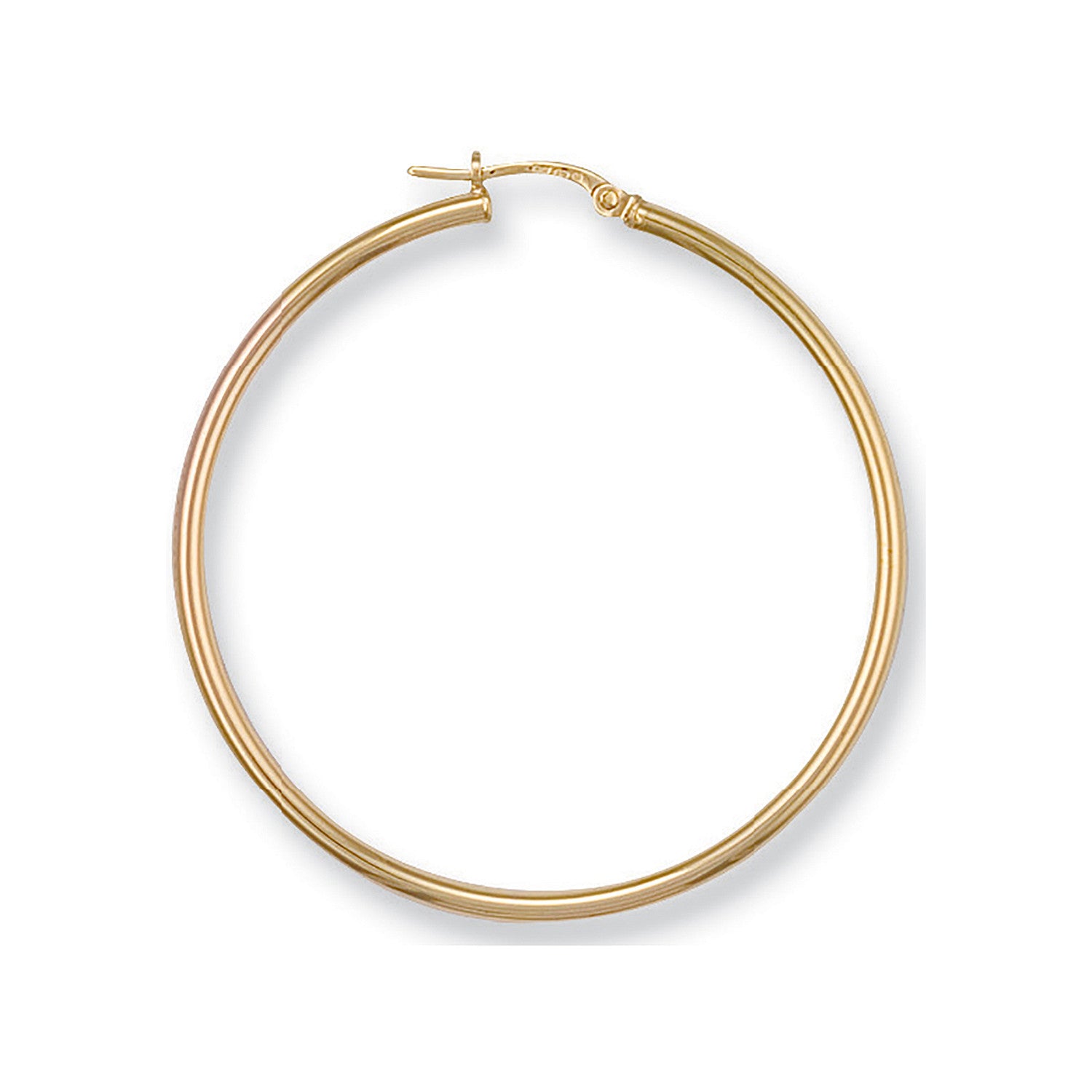 Yellow Gold 40mm Round Tube Hoop Earrings