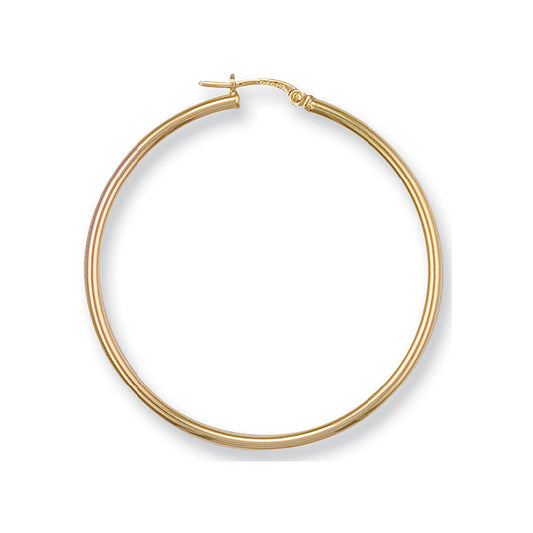 Yellow Gold 40mm Round Tube Hoop Earrings
