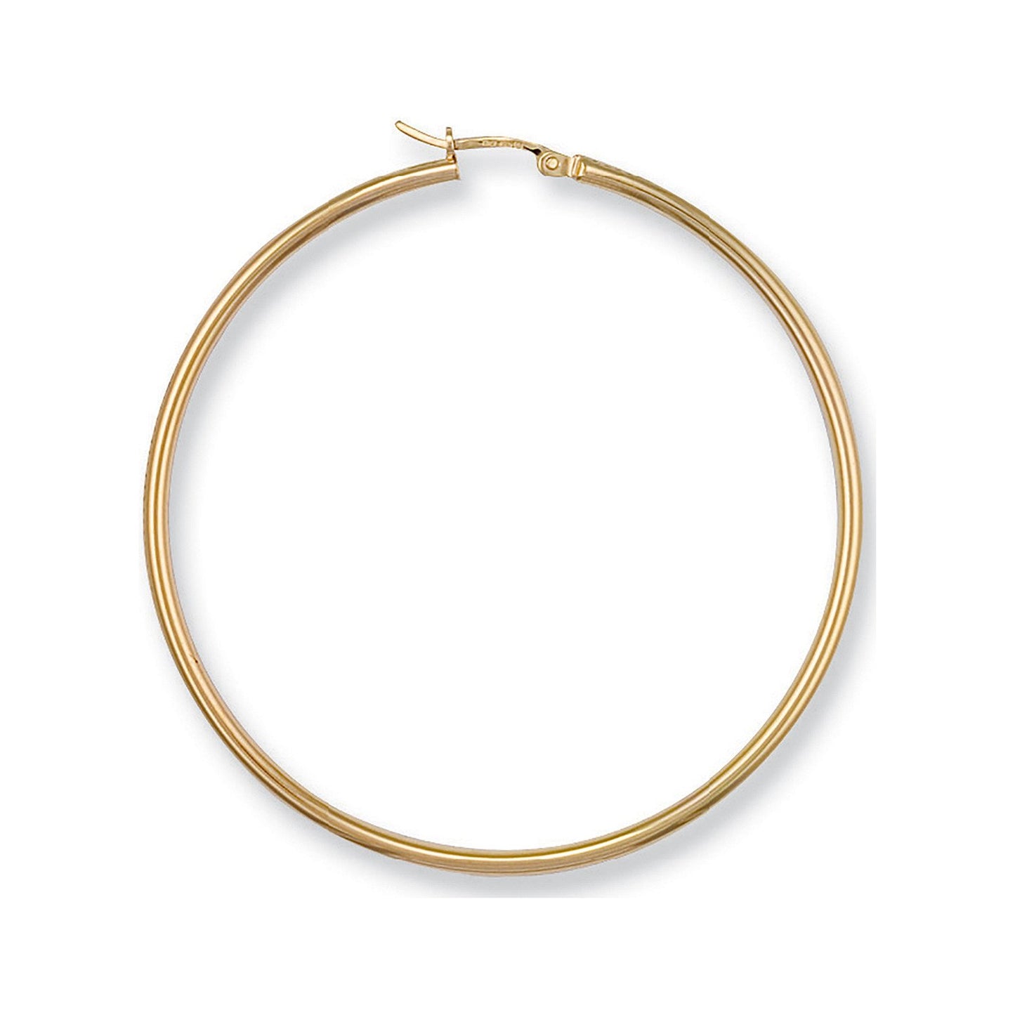 Yellow Gold 50mm Round Tube Hoop Earrings