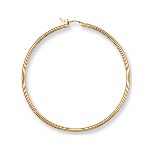 Yellow Gold 50mm Round Tube Hoop Earrings