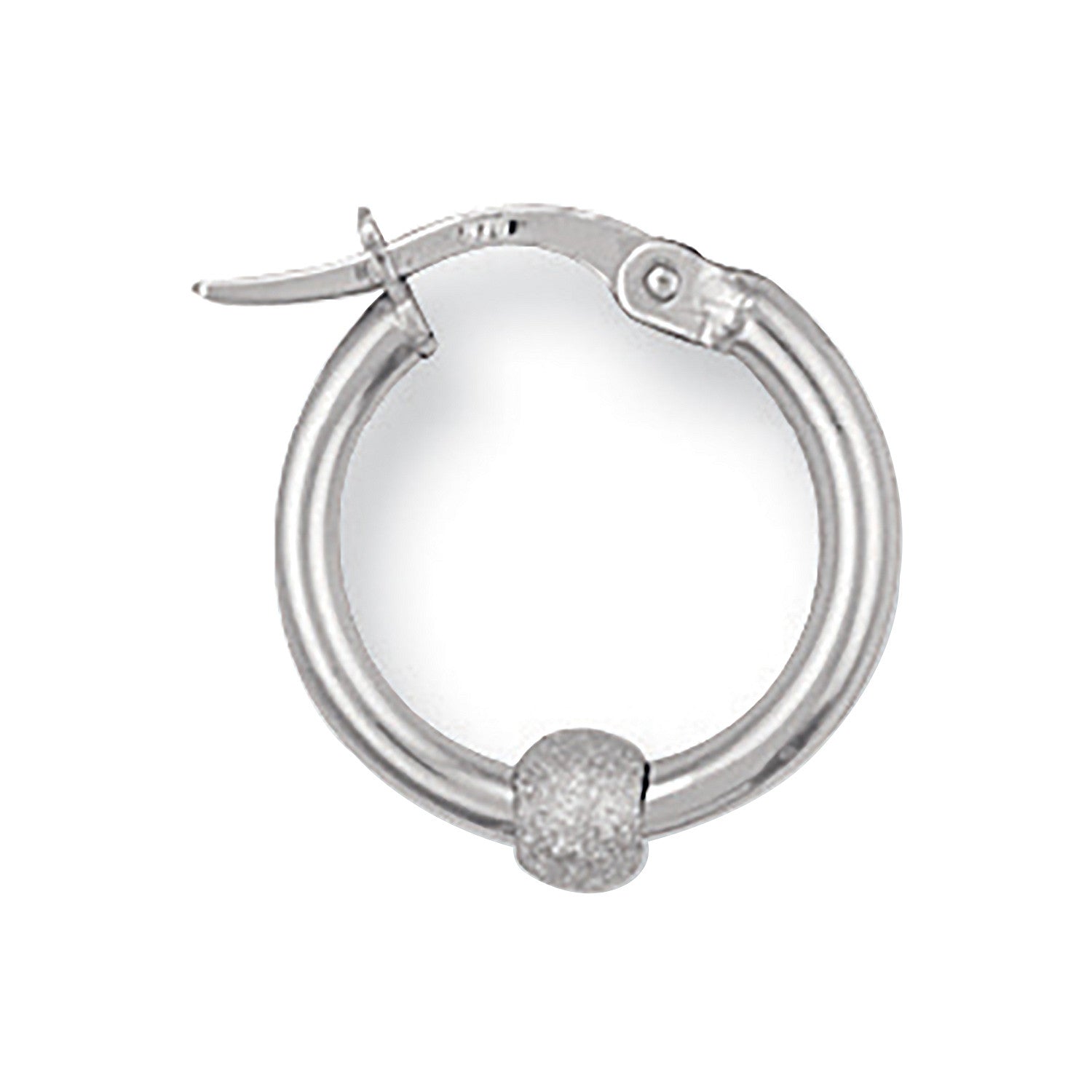 White Gold 17mm Glitter Ball Hoop Earrings