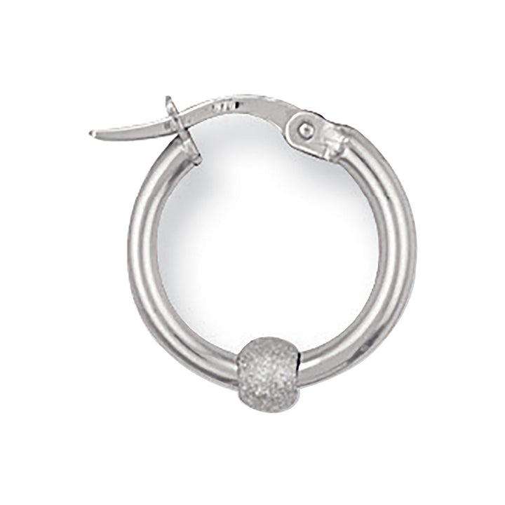 White Gold 17mm Glitter Ball Hoop Earrings