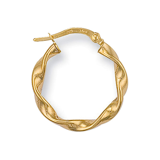 Yellow Gold 21mm Twisted Hoop Earrings