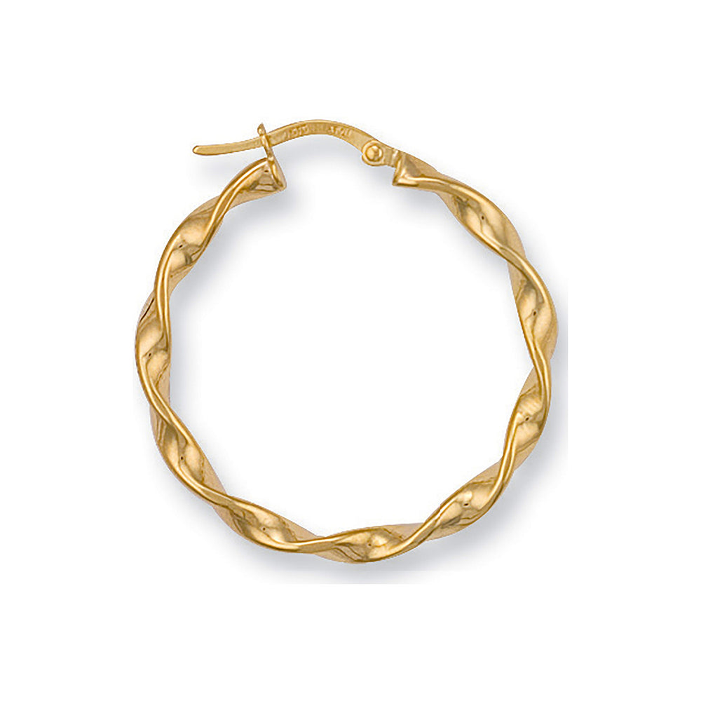 Yellow Gold 31mm Twisted Hoop Earrings