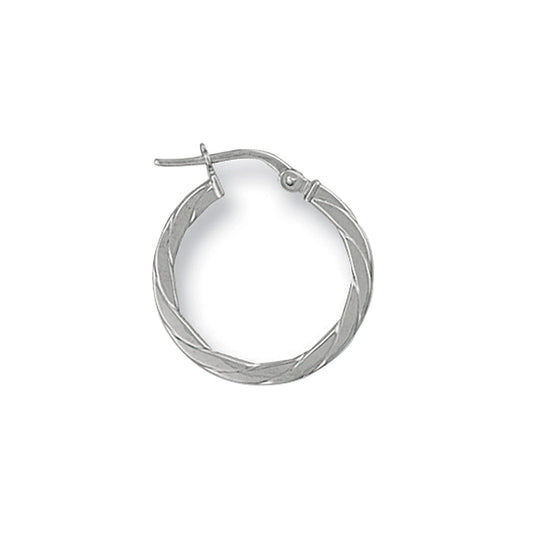 White Gold 20mm Twisted Hoop Earrings