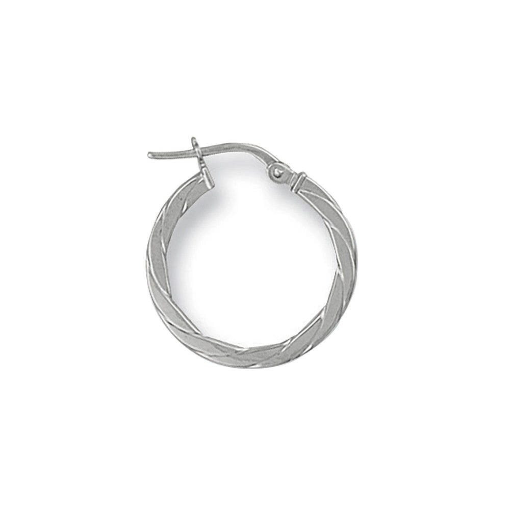 White Gold 20mm Twisted Hoop Earrings
