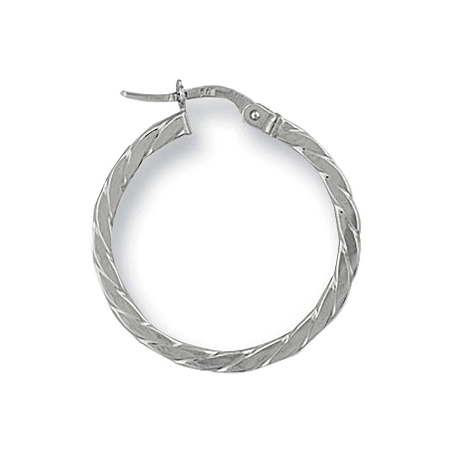 White Gold 25mm Twisted Hoop Earrings