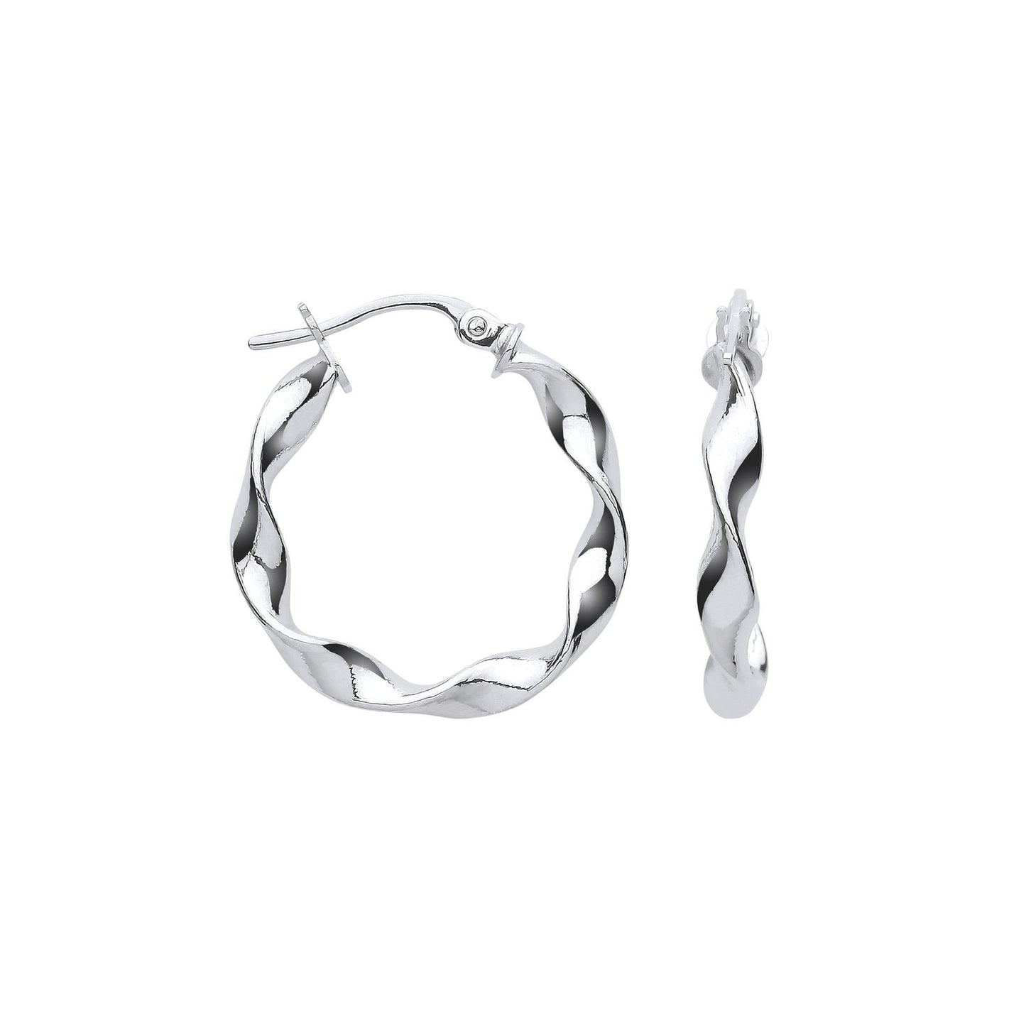 White Gold 21mm Twisted Hoop Earrings