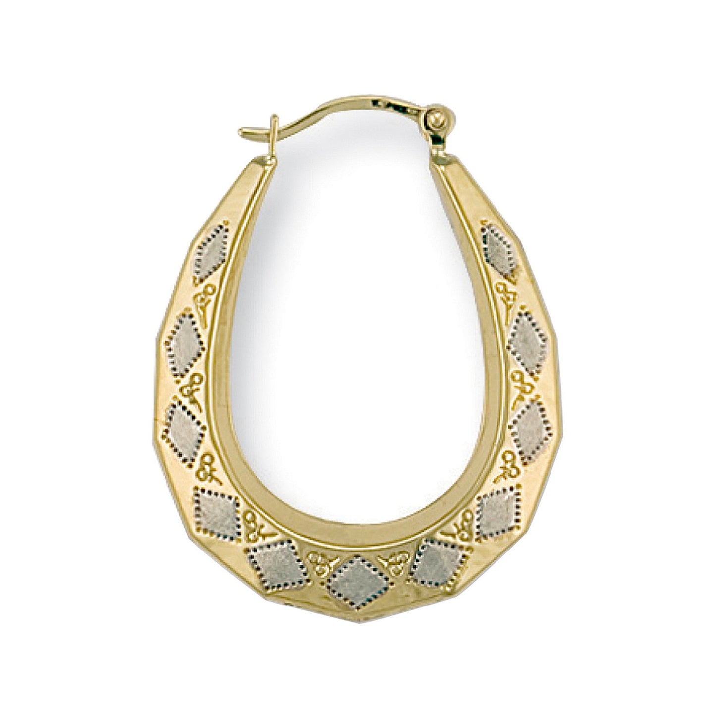 White & Yellow Gold D/c Oval Earrings