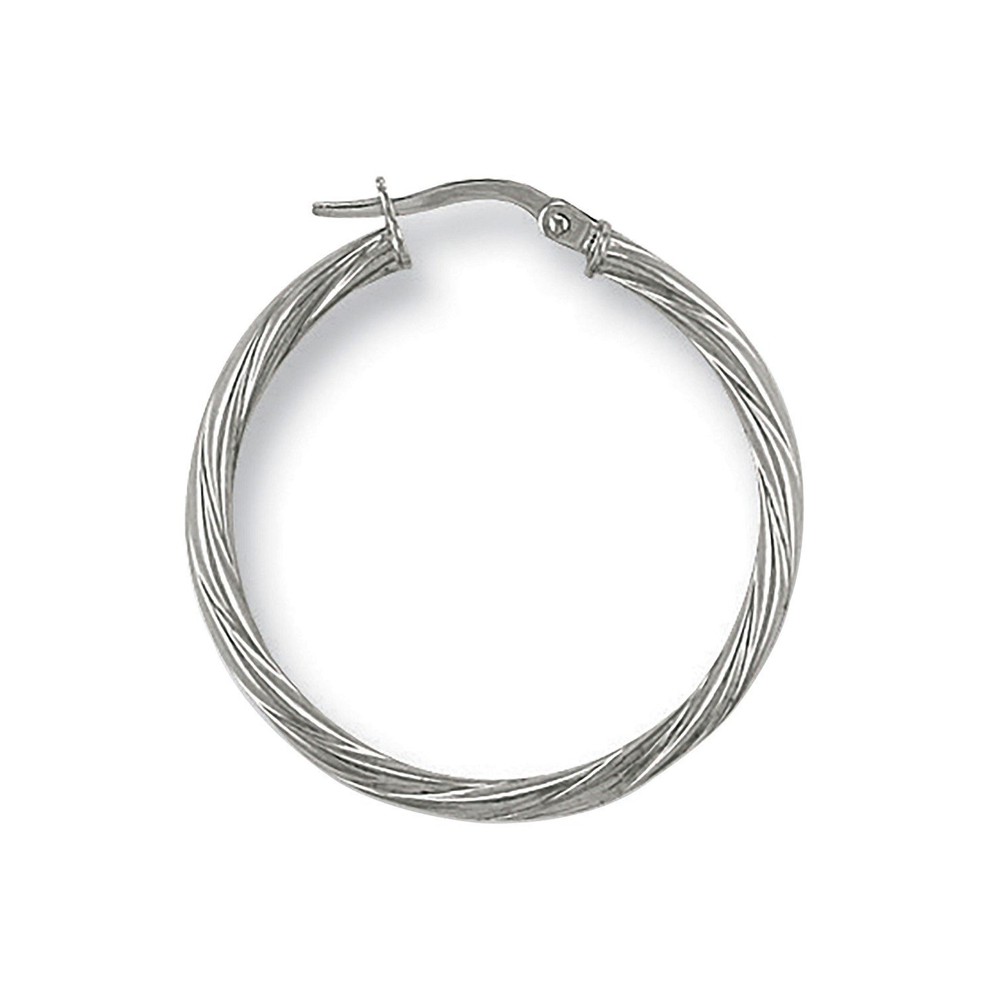 White Gold 29mm Twisted Hoop Earrings