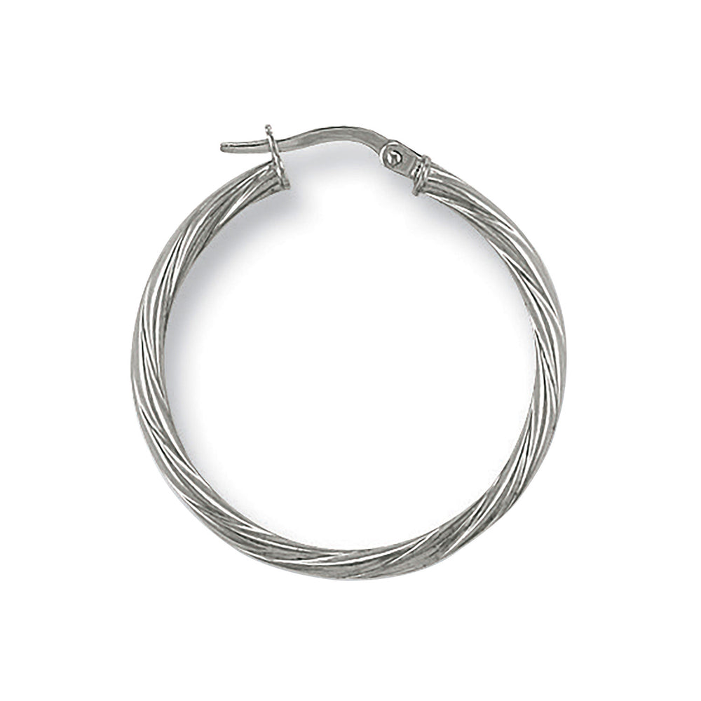 White Gold 29mm Twisted Hoop Earrings