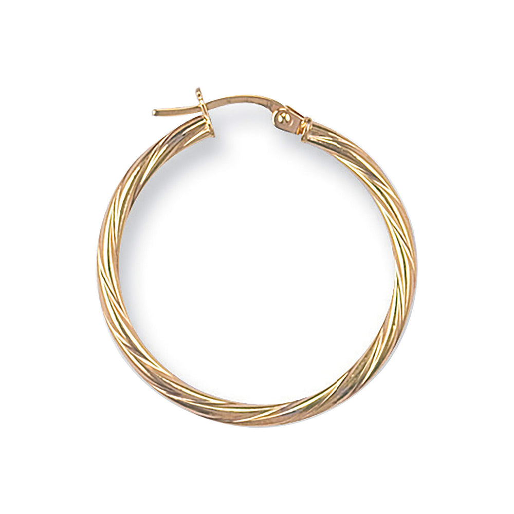 Yellow Gold 29mm Twisted Hoop Earrings – product view