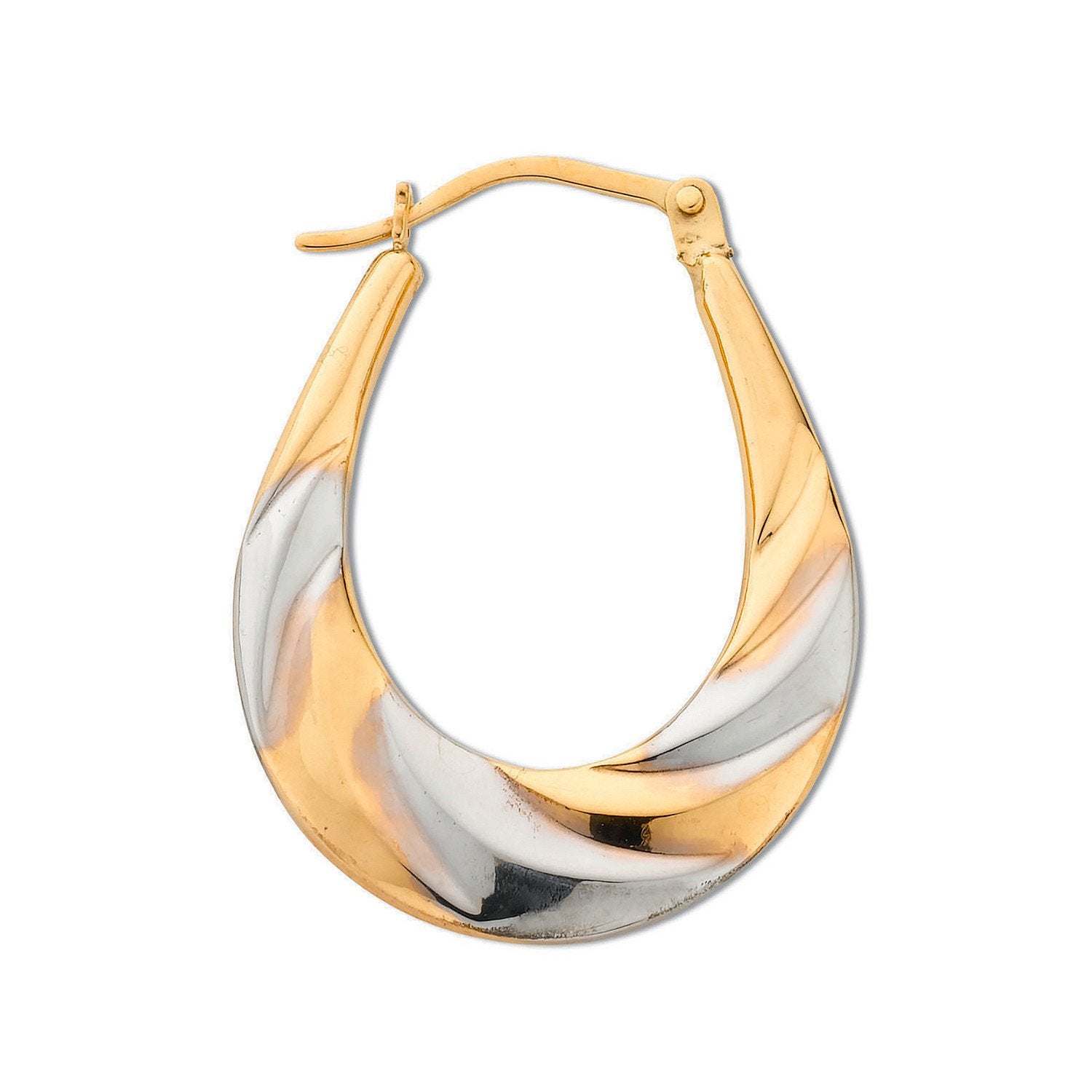 Yellow & White Gold Oval Hoop Earrings - Fine Ring - Certified Authentic - Swiss Made – Luxury Jewellery by Imperial T