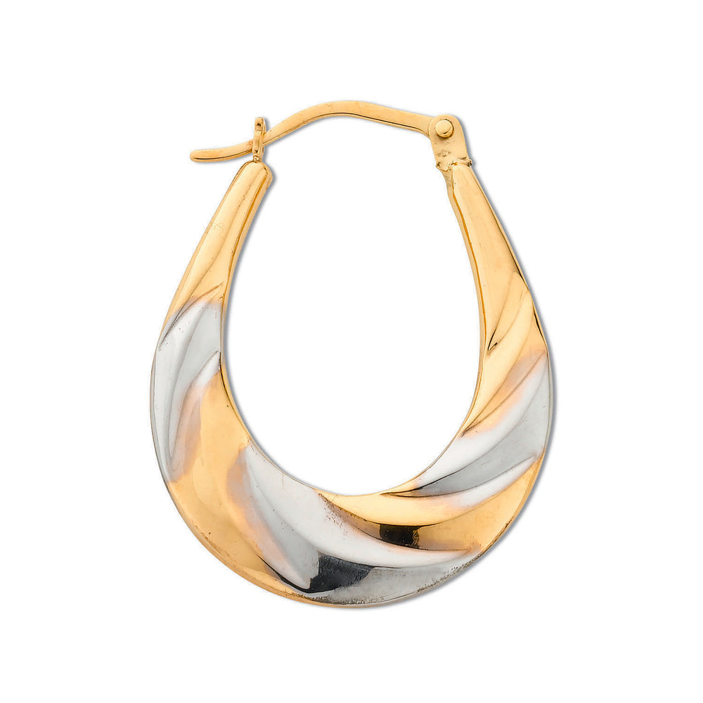 Yellow & White Gold Oval Hoop Earrings